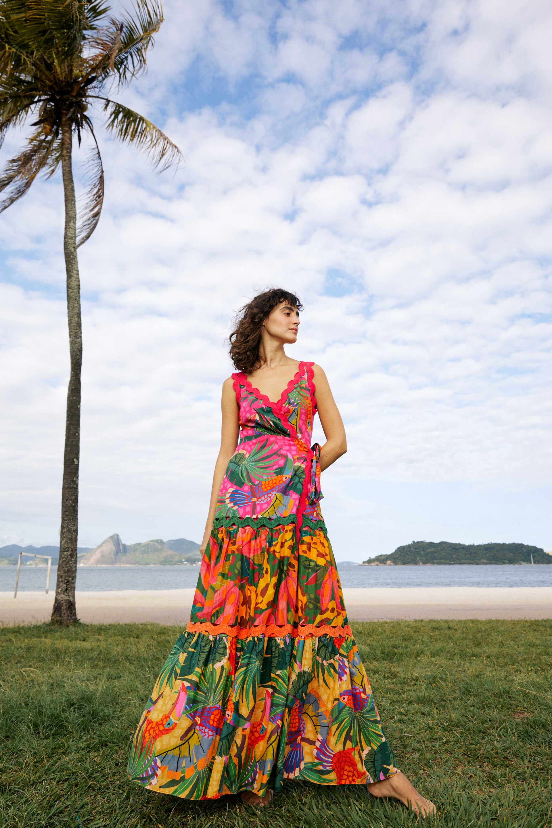 WRAP MAXI DRESS | Mixed Painted Toucans ...